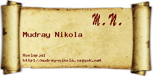 Mudray Nikola névjegykártya